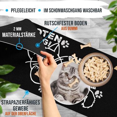 Підкладка під годівницю для котів з фотографією, персоналізований подарунок для власників котів, миється, нековзна (90 x 40 см)