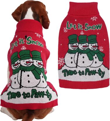 Світшот для собак IECOii з коміром-мотоциклом, флісовий пуловер, святковий пуловер на Різдво, в'язаний пуловер для собак на Хелловін, м'який пуловер для собак, зелений, червоний (XL)