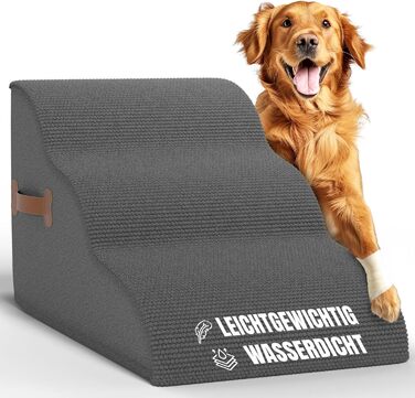 Сходинка для собак Nuraya: 3 сходинки, 40 см, з антиковзким покриттям. Підходить для маленьких собак та котів. Зручна для доступу до диванів та ліжок. Легко миється.