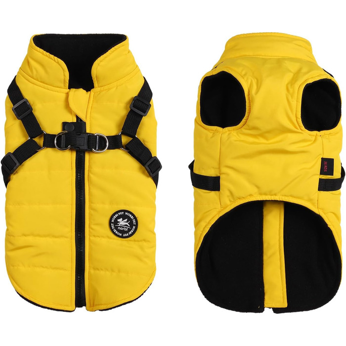 Жакети для собак Norbi, зимовий теплий нашийник, регульований, для будь-яких порід, жовтий, X-Large