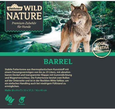 Торба для корму Dehner Wild Nature, 25 л, пластик, бежево-антрацитова, 33 x 37.5 x 45 см