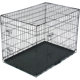 Клітка для собак 42' - складана переноска для собак, металева переноска з 2 дверцятами, переноска для автомобіля, переноска для тварин, переноска для собак з піддоном