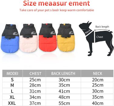 PETCUTE Зимовий теплий водонепроникний одяг для собак, куртка для малих, середніх та великих собак, з отвором для повідка, ідеально підходить для зими, осені та весни, M, червоний