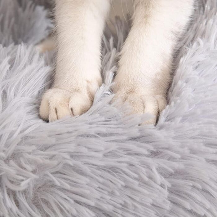 М'яке ліжко для собак та котів, кругла, з водонепроникним дном, 35 см (37x37x13 см), світло-сіра