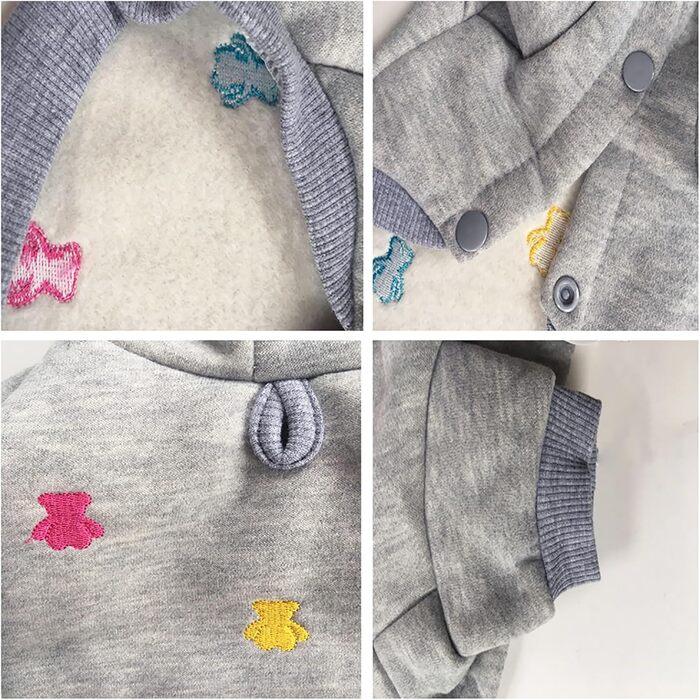 Флісовий теплий костюм-піжама для собак - флісовий худі для маленьких та середніх собак, Французький бульдог, Даксель, Чихуахуа, сірий колір