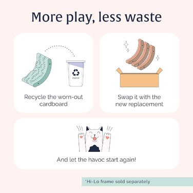 Котячий будиночок Hepper Hi-Lo з картонного каркасу та металевого підрамника - 3 позиції, для кішок, картонний котячий шкребок, активує м'язи, підходить для великих котів