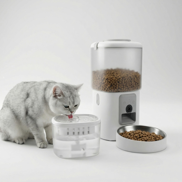 Автоматичний годувальник для тварин 4,5 л + фонтан-поїлка 2,5 л з Wi-Fi Peluvio Feast