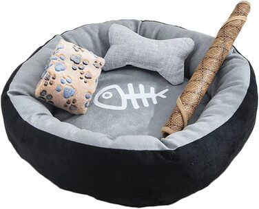 Кругле ліжко для собак та котів, сіре, діаметр 40 см