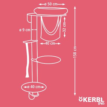 Дряпка для котів Kerbl Dolomit Grappa, 80x66x158 см, беж, 8.8 кг