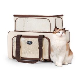 Транспортна сумка для котів Wakytu, схвалена авіакомпаніями, розширювана, м'яка переноска для кошенят та маленьких собак з великим килимком