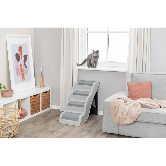 Сходинка для собак TRIXIE з гумовим покриттям – 4 сходинки, сіра