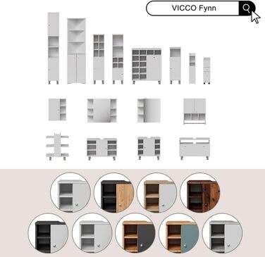 Пенал для ванної Vicco Fynn, антрацит/дуб золото, 30x95 см