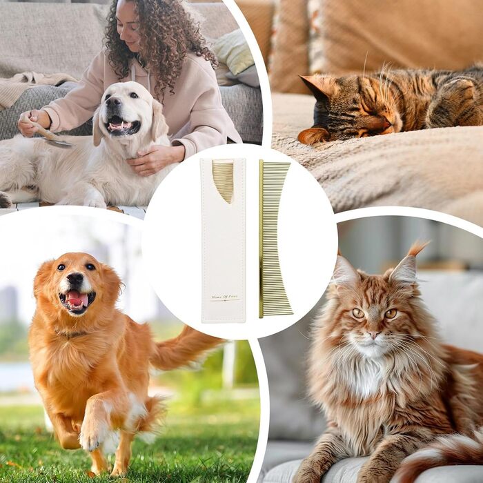 Флохкам для собак та котів: щітка для грумінгу шерсті. Аксесуар для догляду за шерстю літніх собак, довгошерстих порід. Для щоденного використання під час линяння, підходить для цуценят (золотий)