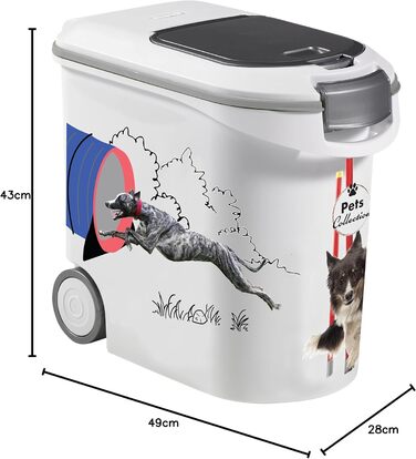 Контейнер для корму собак Curver 35 л, герметичний, на колесах, проти запаху, Pets Collection