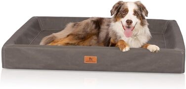 Ортопедичне ліжко для собак Knuffelwuff Austin XL 105x80 см, коричнево-сіре, екошкіра