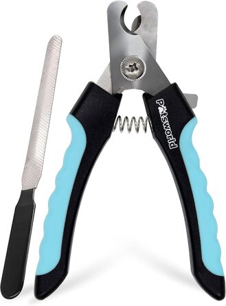 Професійні кусачки для обрізання кігтів собак та котів Paätsworld - безпечні, з обмежувачем, з нержавіючої сталі, з пилочкою (L) для великих собак, котів та гризунів