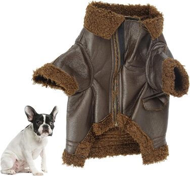 Зимовий шкіряний теплий одяг для собак Pssopp, куртка з PU-шкіри, зручний підклад з фетру, для маленьких, середніх та великих собак, розмір M