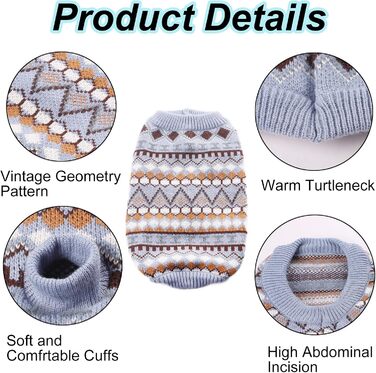 Теплий зимовий пуловер для собак, святковий новорічний пуловер для маленьких та середніх собак, блакитний колір, розмір XL