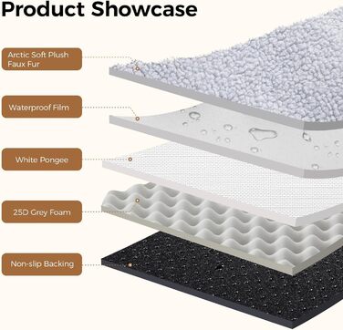 Велике лежанка для собак, водовідштовхувальна, ортопедична з memory foam, знімний чохол, неслизьке дно, для котів та собак, сіра, 76x58x14 см