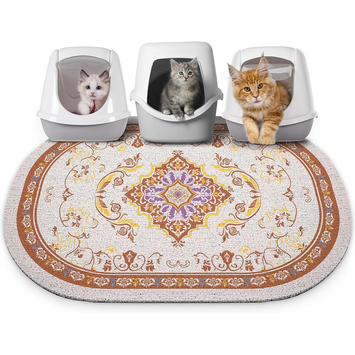 Килимок для котячого туалету Bienbee Katzentoilettenmatte, XL (101,6 x 76,2 см), з антиковзною основою, легко миється, коричневий