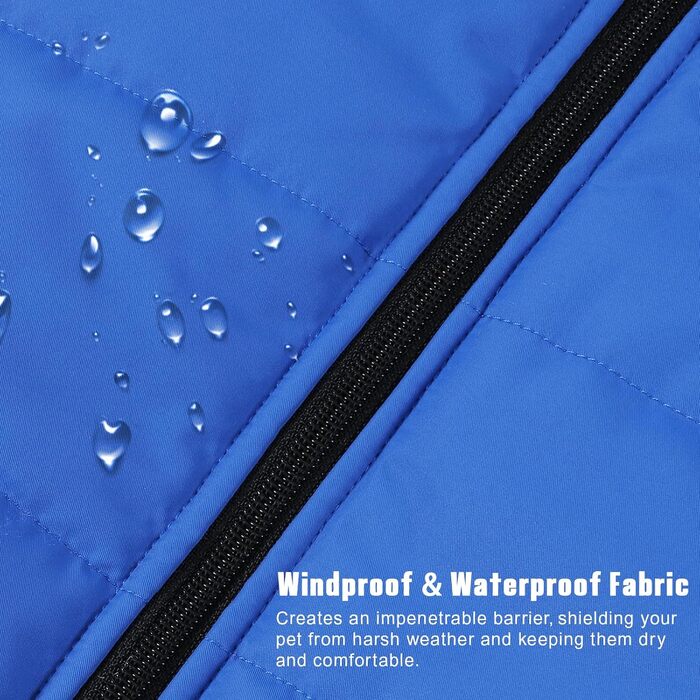 Тепла зимова куртка для собак з повним об'ємом, водонепроникна жилетка з нагрудником, підходить для цуценят, синього кольору