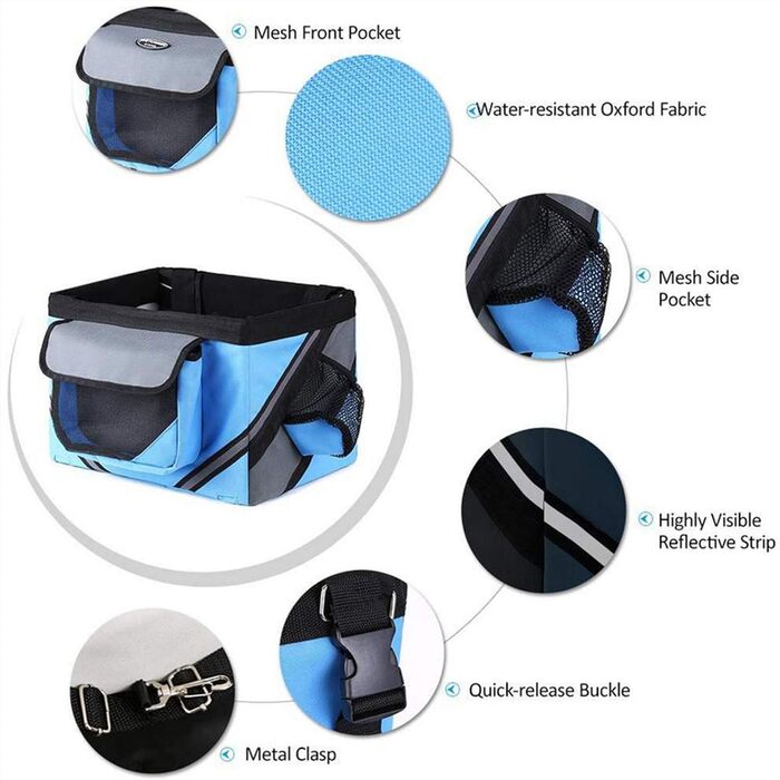 Фарбована сумка на велосипед для тварин, кошик для собак і котів, кошик для руля велосипеда, рюкзак для тварин, знімний кошик для руля велосипеда, для пікніків, шопінгу, подорожей, кемпінгу, коричневий