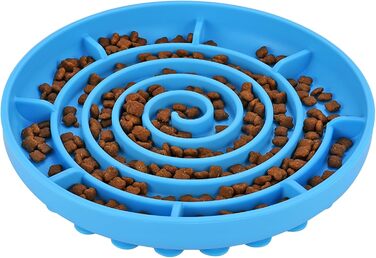 Антигликальний насадка для миски для собак, силіконова повільна годівниця, антигликальна миска для собак та котів (Large, Blue)