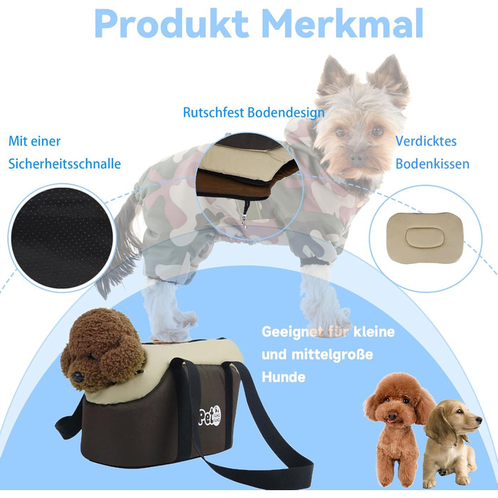 Транспортна сумка для собак та котів, велика, дихаюча, з ременем безпеки, коричнева