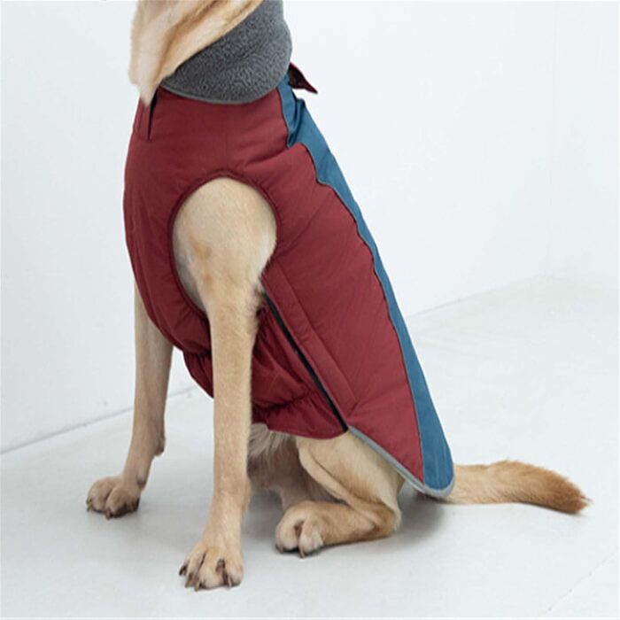 Водонепроникний зимовий одяг для собак - тепла куртка з флісовою підкладкою та захистом живота. Підходить для малих, середніх та великих собак (червоний, M)