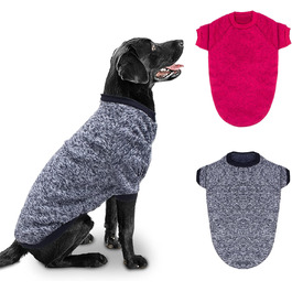 Теплий зимовий пуловер для собак RANYPET, великий розмір 9XL (обхват грудей 90 см, довжина спини 75 см), червоний+сірий