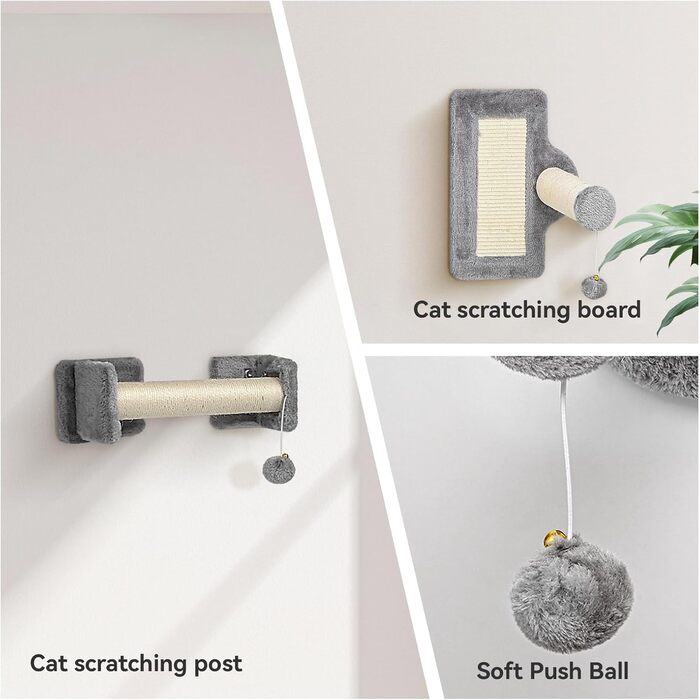 Комплекс для котів BYBYME з гамаком, ліжком та когтеточками, 6 предметів, сірий