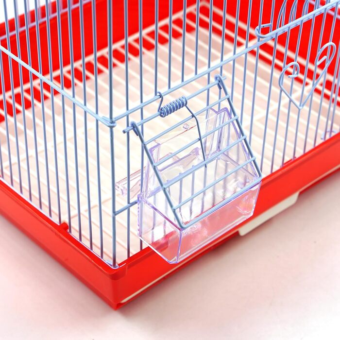 Клітка для птахів з годівницями, жердинами та гойдалками, 34,5x28x49,5 см, зелена (червона)