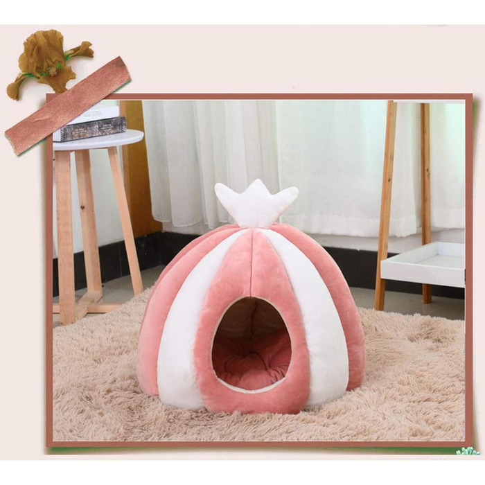 Котів будиночок-лежанка з велюру, рожевий, 50х50 см - теплий та зручний дім для кота або маленької собаки