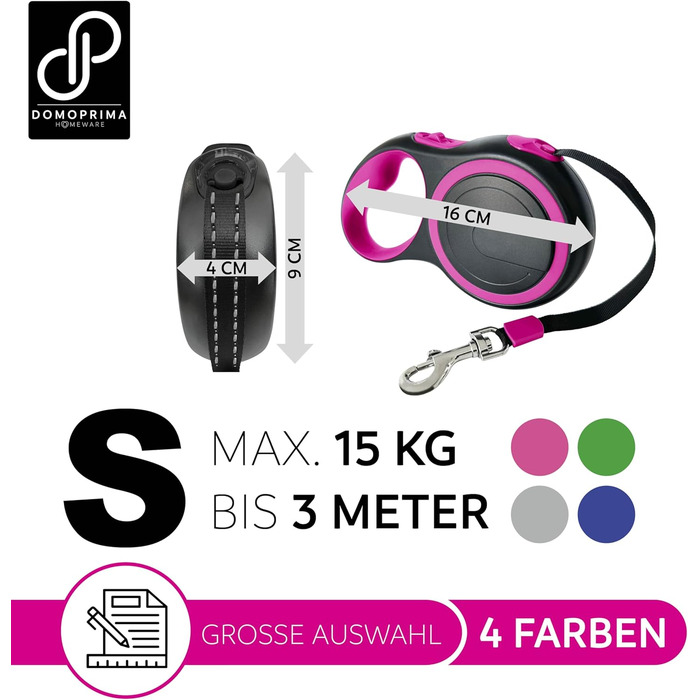 Нашийник для собак DOMOPRIMA: міцний, безпечний, 3 розміри (S, M), 4 кольори (сірий, блакитний, зелений, рожевий)
