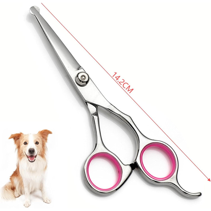 Професійна 5-в-1 фен для собак: ножиці з нержавіючої сталі, безпечні, прямі та філігранні ножиці, ножиці для стрижки та грумінгу, гребінець (рожевий)