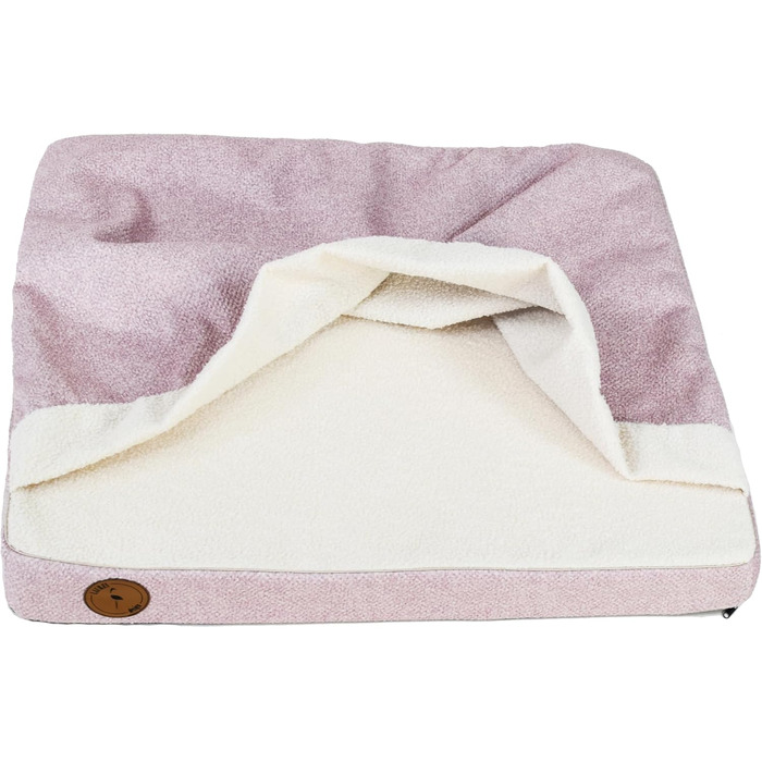 М'яке ліжко для собак середніх порід з ортопедичною матрацом, капюшоном та неслизьким покриттям. Легко миється, з блискавкою. Рожевий колір, 85 x 70 x 10 см