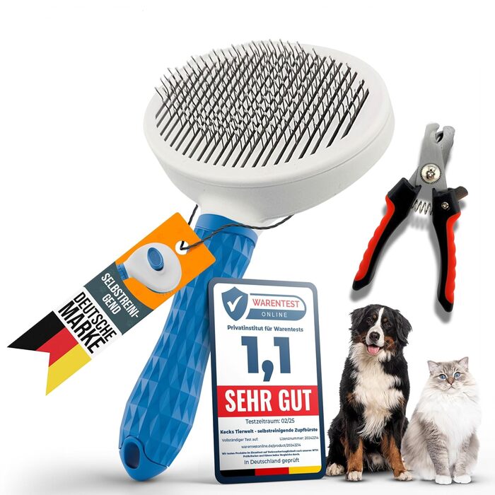 Набір щіток для котів та собак: для короткої та довгої шерсті. Включає ножиці для кігтів, зменшує випадіння шерсті, забезпечує блискучу шерсть, легко очищується. (Білий)