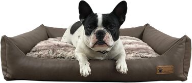 Крісло-ліжко для собак Емма з ортопедичною подушкою, з штучної шкіри, легко миється та періться (M 70x90 см)