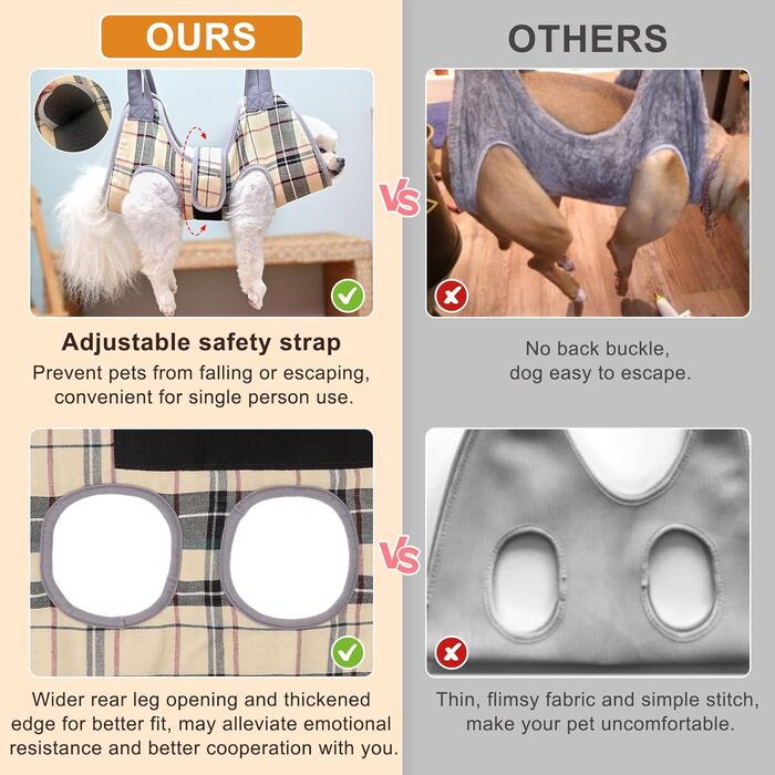 Гамак для грумінгу собак BEAUTYZOO з регульованою шлейкою та сталевим гребінцем, фіксатор для догляду за тваринами для стрижки та укладання, ідеальний підвіс для собак для безпечного та безстресового догляду XS (відстань між ніжками: 1.8-2.9 м / Мак. вага