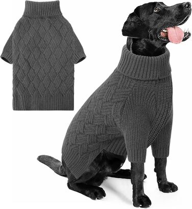 Теплий зимовий пуловер для собак та котів AOFITEE, з ролетним коміром, для чихуахуа, розмір XL, сірий