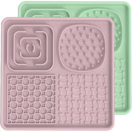 Силіконовий килимок для ласощів для собак та котів AODALIY (без BPA) з великим присоском. Зелений та рожевий.