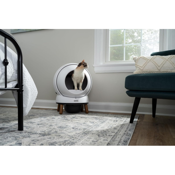 Автоматичний туалет для котів PetSafe ScoopFree SmartSpin з самоочищенням, сучасною системою контролю запаху, керуванням через додаток, моніторингом здоров'я, підходить для будь-якого наповнювача, до 2 тижнів автономної роботи
