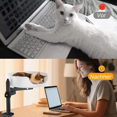 Регульоване котяче ліжко для столу, 360° обертання, 2 регульовані підлокітники, подушка для домашніх тварин