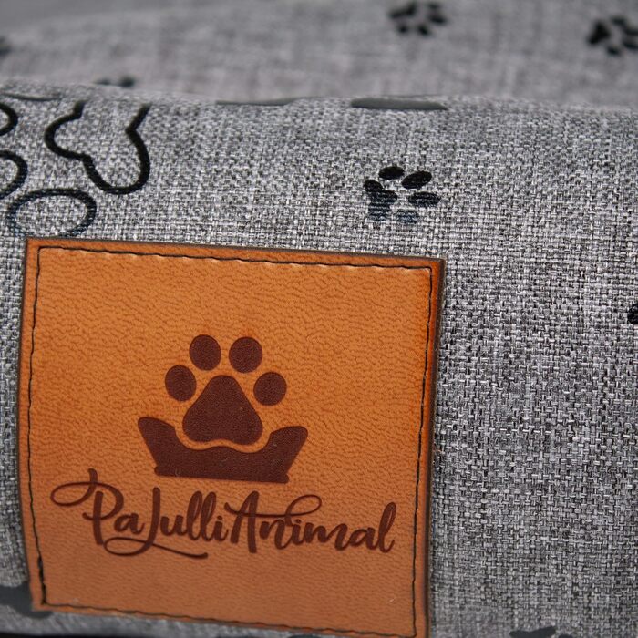Ліжко для собак PaLulli: зручне, водонепроникне, з м'яким знімним подушкою, 115x85x18 см (сірий з лапами)