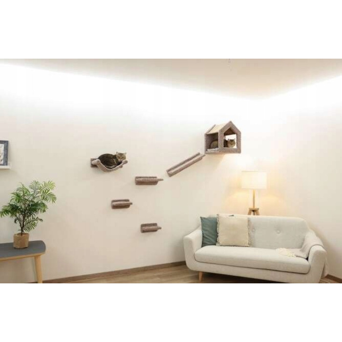 Стіновий ігровий комплекс для котів Kerbl Monte Baldo: будинок, лежанка, полиця та дряпачка (6 елементів)