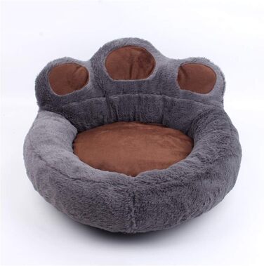 Кругле ліжко для собак FANSU з м'яким пуфом, ковзаюча база, ліжко для котів з дизайном лапки ведмедя, розмір та колір обираються (M, Темно-сірий)