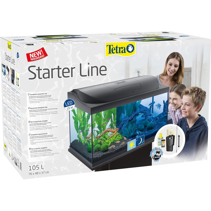 Акваріумний комплект Tetra Starter Line 105 л з LED підсвіткою день/ніч, внутрішнім фільтром, обігрівачем, кормом і кондиціонером для води