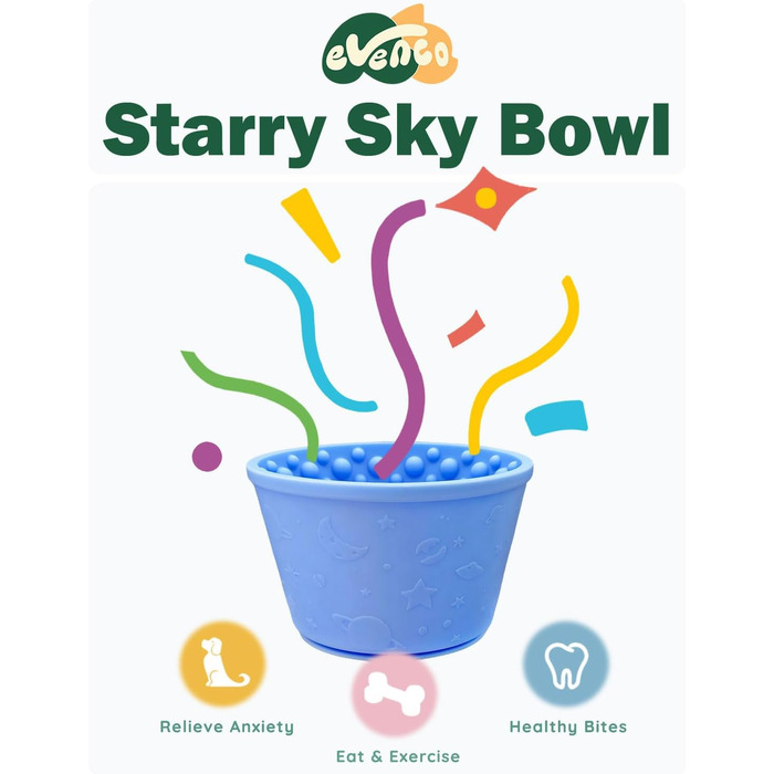 Миска для повільного годування для собак, силікон, блакитний колір, з великими присосками