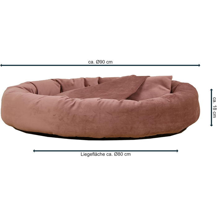 Килимок для собак Luxus Denver | гігієнічний, миється | розмір M (для маленьких та середніх собак) | затишна печеринка з пакетиками для збору відходів | діаметр 68 см (Ø 90 см, Рожевий)