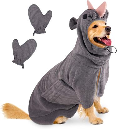 Рушник для собак Badeantel: Швидковисихаючий рушник з мікрофібри для собак великих, середніх та маленьких порід (XL, Сірий Носоріг)